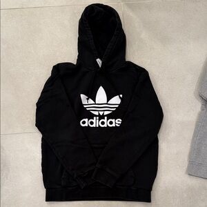 Adidas Black Hoodie with White Trefoil Logo